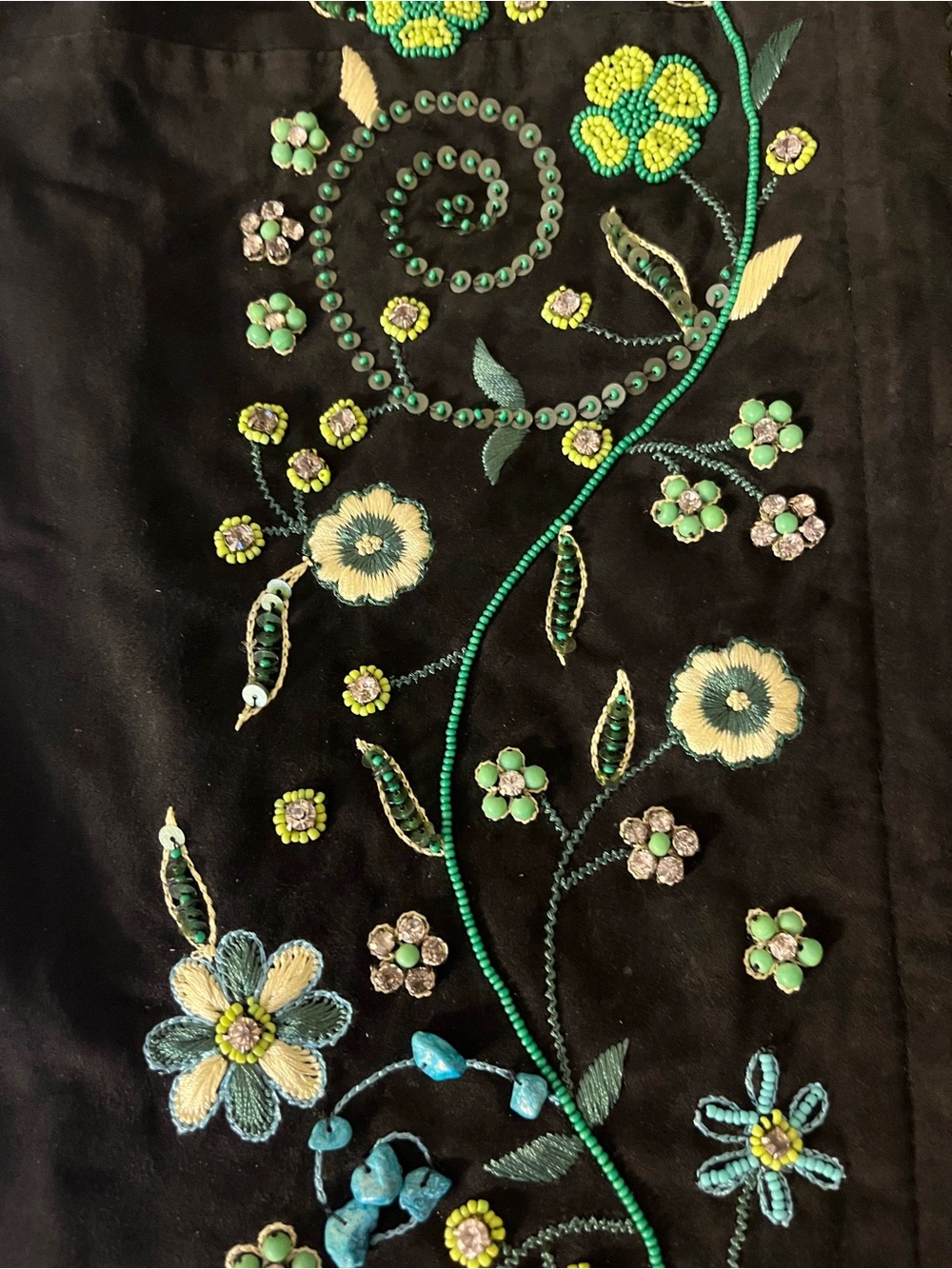 RARE Double D Leather Fringe Chaps with Intricate Beads & Sequin Floral Design - Picture 14 of 16